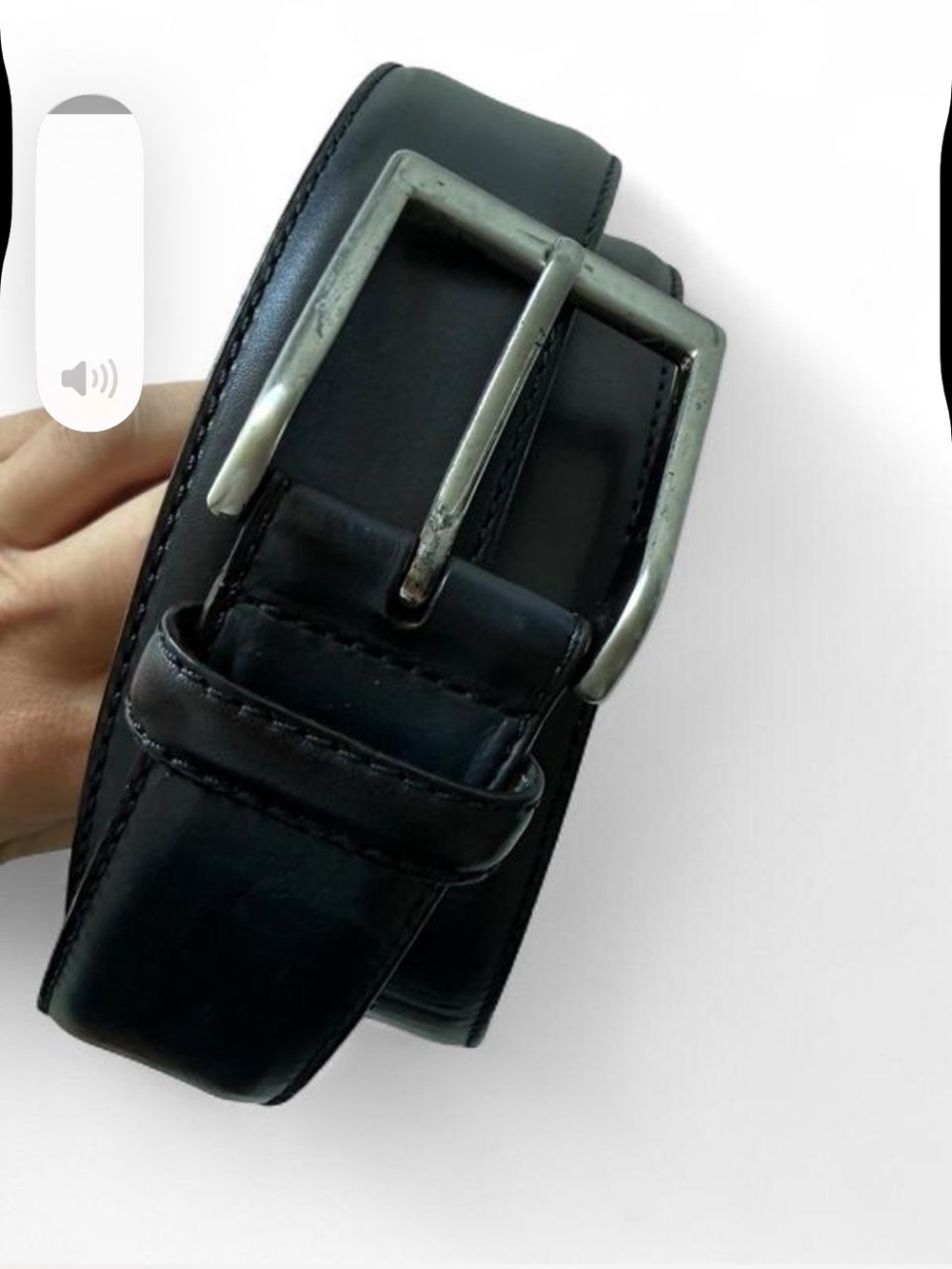 Magnanni Black Leather Belt with Silver Buckle